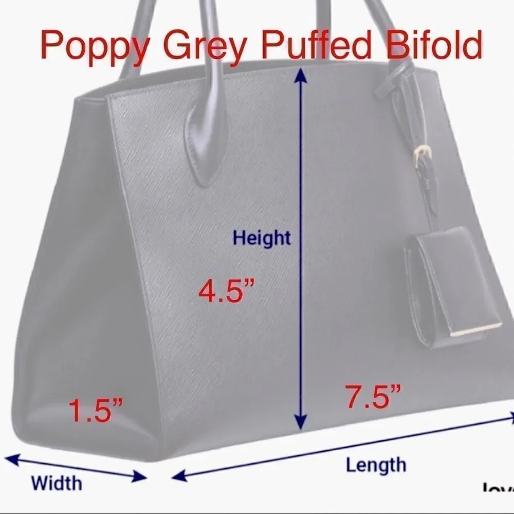 POPPY GREY FAUX LEATHER LARGE BIFOLD WALLET W/RFID-FREMONT/JET BLACK NWT